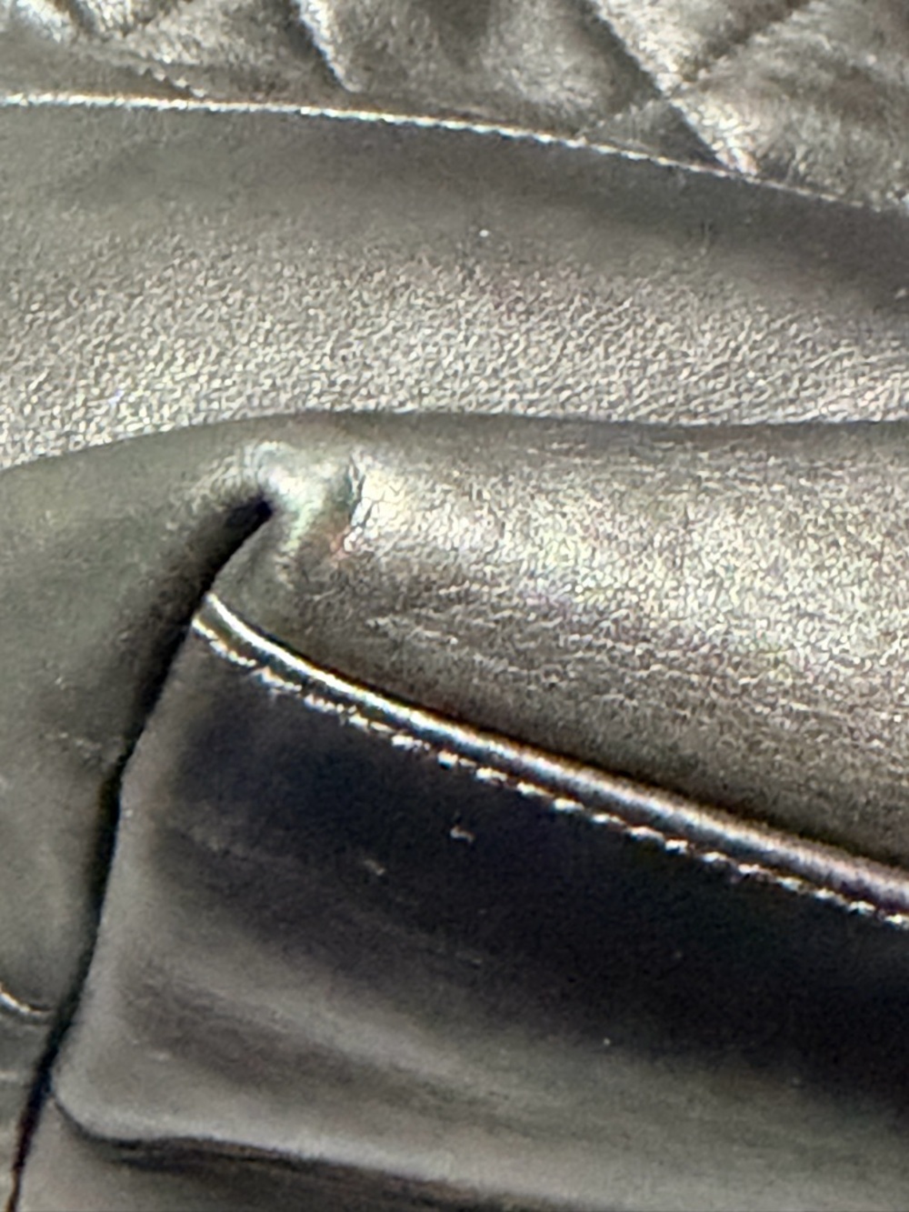 XL Vintage CHANEL Black Quilted Leather Tote with Gold Chain and CC Charm - Picture 16 of 17